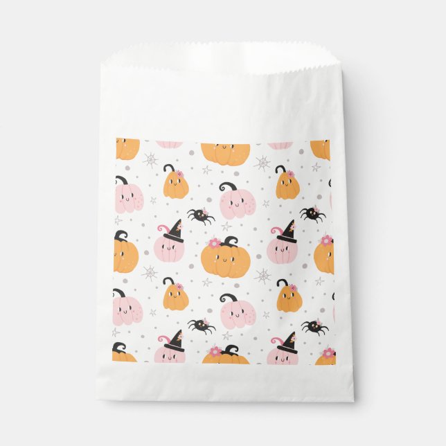 Bolsa De Papel Calabazas de Halloween y arañas favorecen la bolsa (Anverso)
