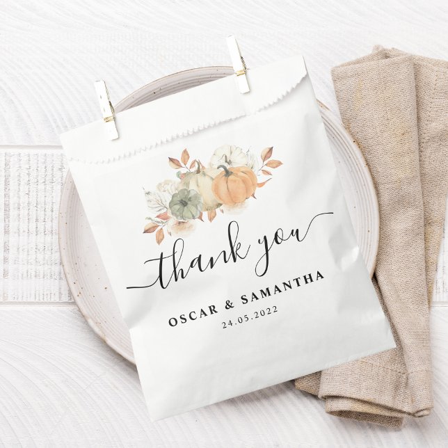 Bolsa De Papel Calabazas y Flores de Acuarela de Otoño (Subido por el creador)