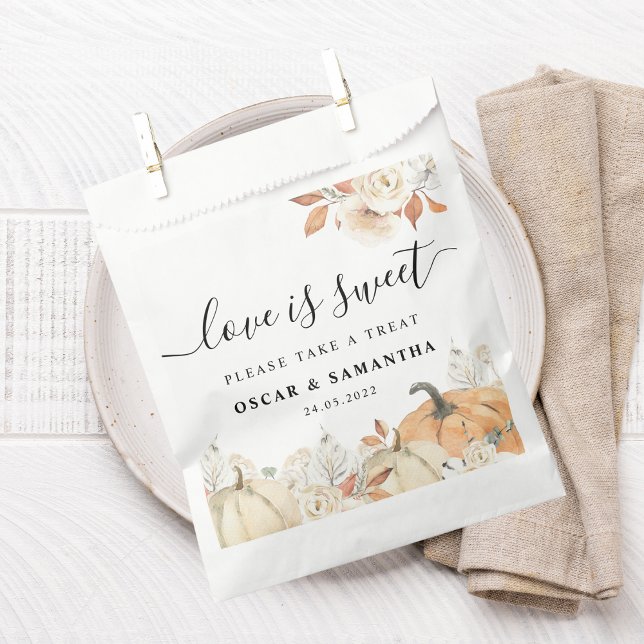 Bolsa De Papel Calabazas y Flores de Otoño Rústicas (Subido por el creador)