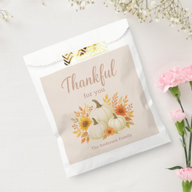 Bolsa De Papel Calabazas y Girasoles de Otoño | Día de Acción de  (Sellado)