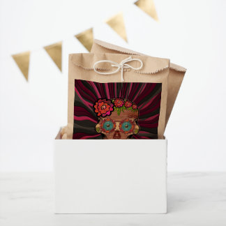 Bolsa De Papel Calavera de azúcar de aspecto de madera tallada co
