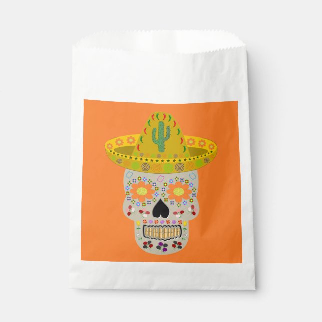 Bolsa De Papel Calavera del Día de Muertos Mexicano (Anverso)