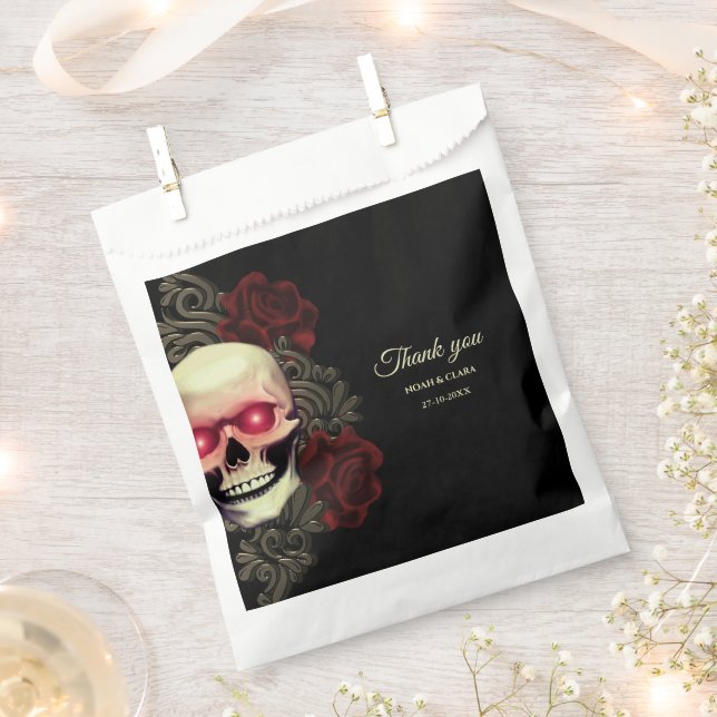 Bolsa De Papel Calavera gótica floral oscura y temeraria Hallowed (Cortado)