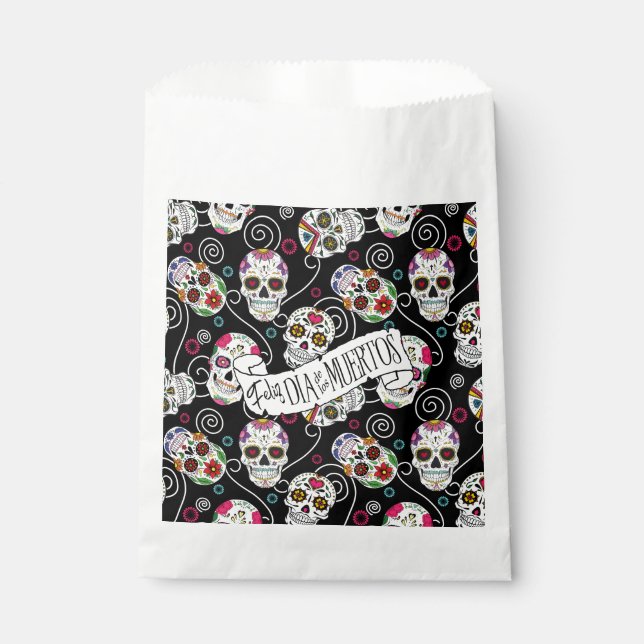 Bolsa De Papel Calaveras azucareras y torneado negro ID725 (Anverso)