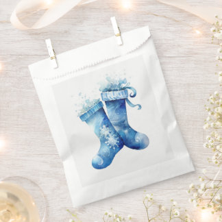 Bolsa De Papel Calcetines de Navidad de acuarela azul personaliza