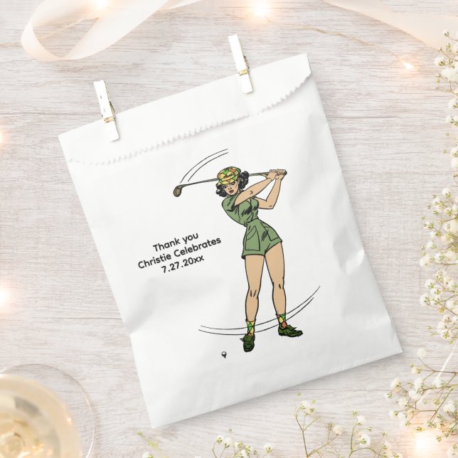 Bolsa De Papel Caliente para Lady Golfer 3 líneas para su texto (Cortado)