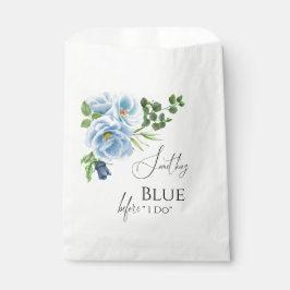 Bolsa De Papel Caligrafía Algo Floral Azul Ducha de Novias