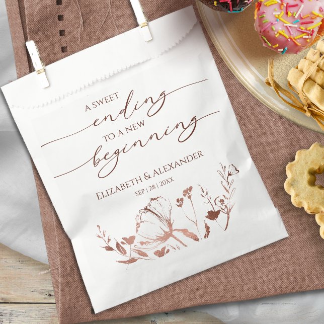 Bolsa De Papel Caligrafía | Final dulce Nuevo Comienzo Boda (Subido por el creador)
