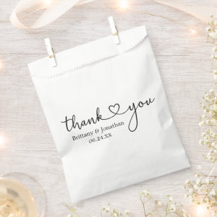 Bolsa De Papel Caligrafía moderna corazón agradecimiento boda