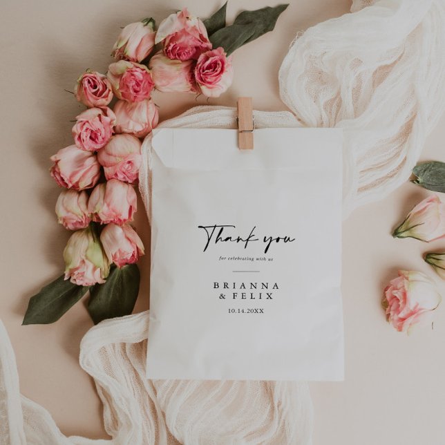 Bolsa De Papel Caligrafía Moderna Elegante Gracias Boda (Subido por el creador)