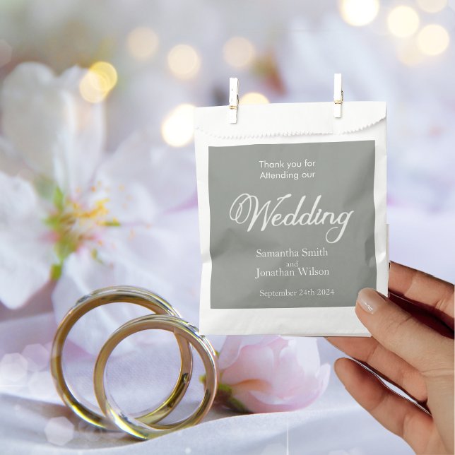 Bolsa De Papel Caligrafía verde sabia moderna sobre favores blanc (Subido por el creador)