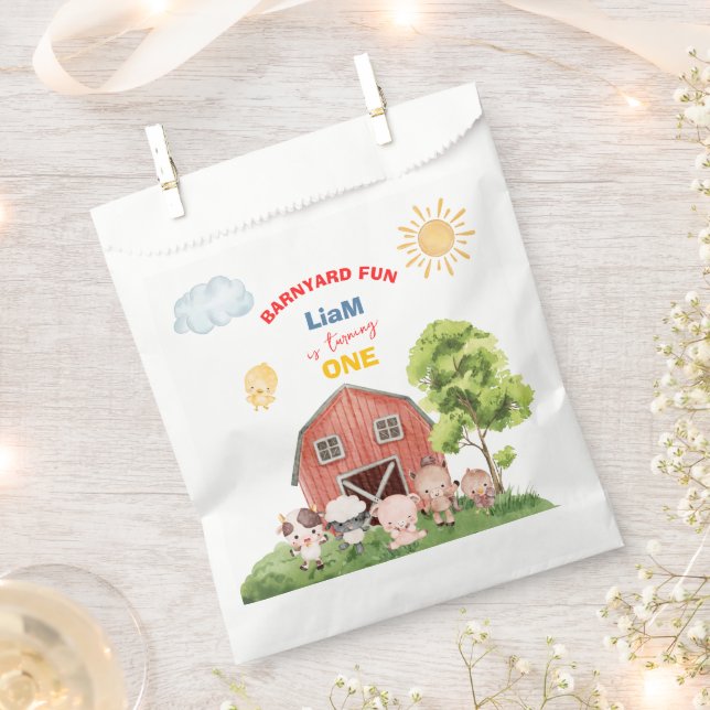 Bolsa De Papel Calling All Party Farm Animals 1st Birthday (Cortado)