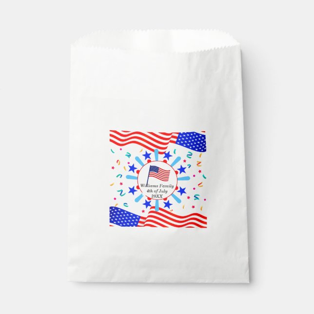 Bolsa De Papel Cambiar cualquier texto Bandera de Estados Unidos  (Anverso)