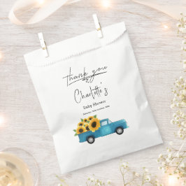 Bolsa De Papel Camión acuarela con Baby Shower girasol