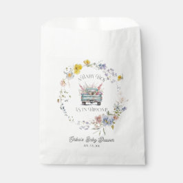 Bolsa De Papel Camión Azul Floral Bebé Niño en Flor Papel