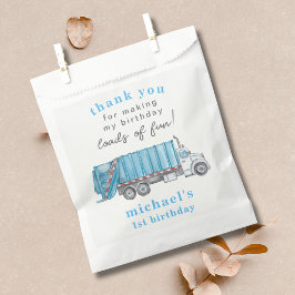 Bolsa De Papel Camión de Basura Azul Cumpleaños 1 Gracias