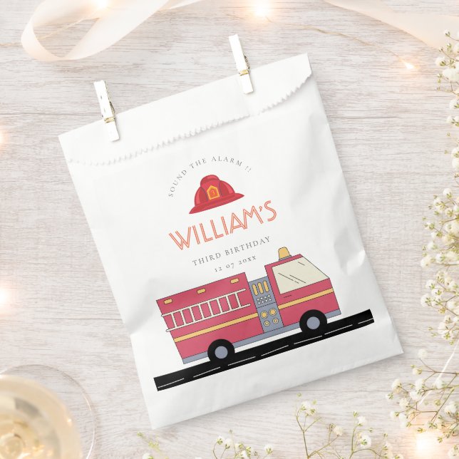 Bolsa De Papel Camión de bomberos rojo de alarma para incendios s (Cortado)