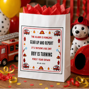 Bolsa De Papel Camión de Bomberos Rojo y Blanco Fiesta de Cumplea