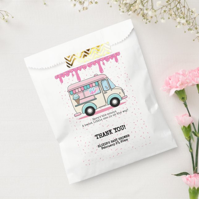 Bolsa De Papel Camión de crema de hielo Dispersa Baby Shower (Sellado)