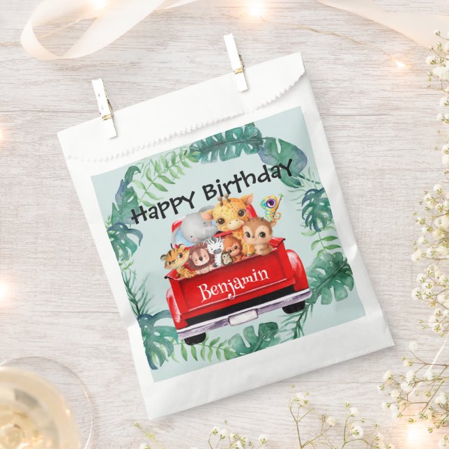 Bolsa De Papel Camión de granja de la jungla del zoológico (Cortado)