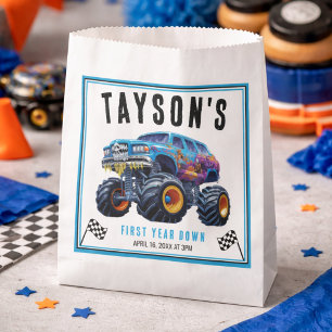 Bolsa De Papel Camión Monstruo Vroom Zoom Boom Fiesta de Cumple