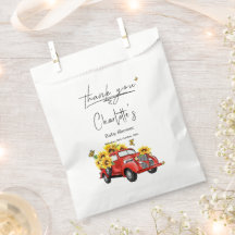 Camión rojo vintage con Baby Shower de girasoles