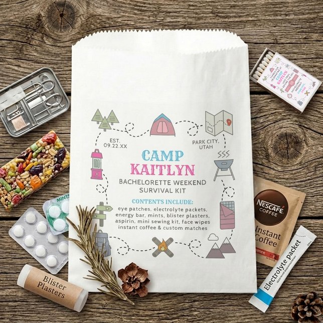 Bolsa De Papel Camp Bach Bachelorette Weekend Party Survival Kit (Subido por el creador)