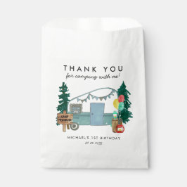 Bolsa De Papel Camper Van Trees Camping Feliz Primer Cumpleaños