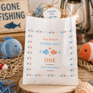 Bolsa De Papel Caña de Pescar Antigua O-Fish-Ally Uno Cumpleaños 