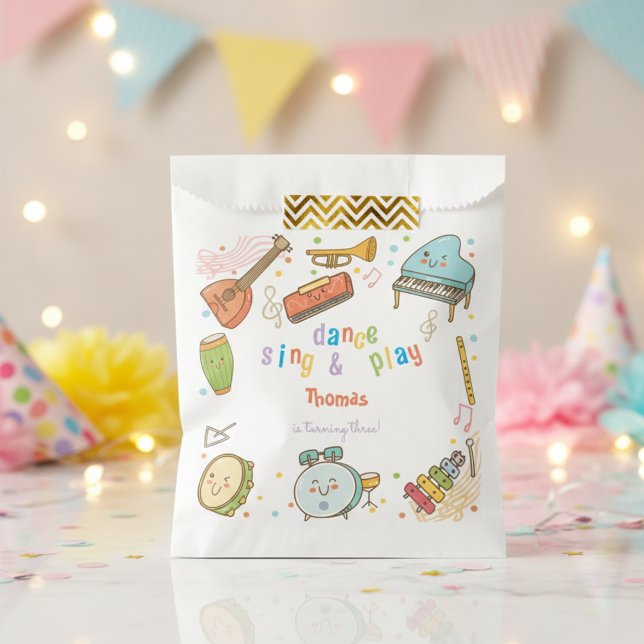Bolsa De Papel Cantar danza y jugar a los niños cumpleaños (Subido por el creador)