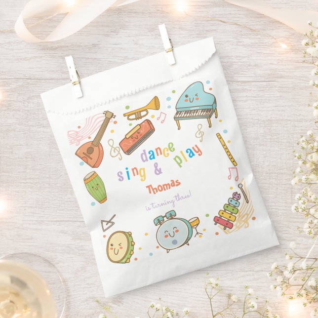 Bolsa De Papel Cantar danza y jugar a los niños cumpleaños (Cortado)