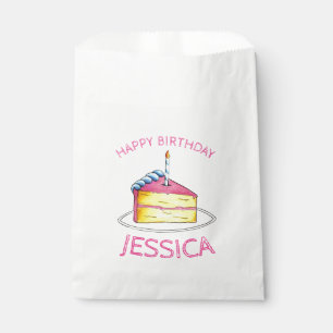 Bolsa De Papel Capa Amarilla Rosa Feliz Cumpleaños Vela De Pastel