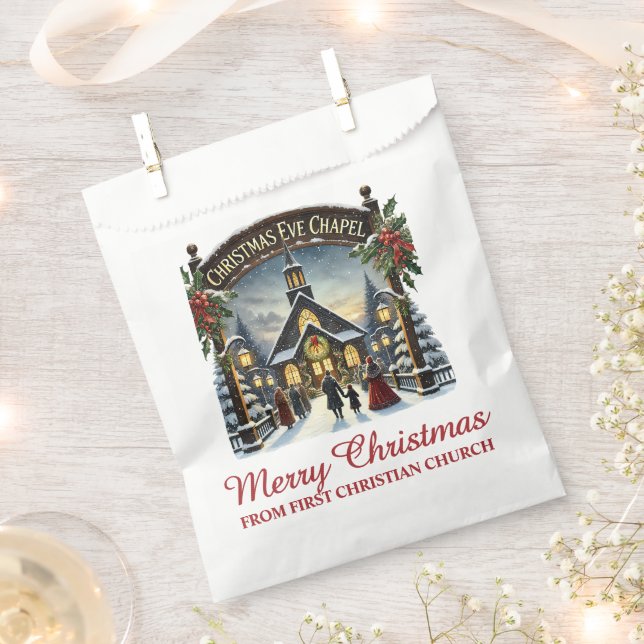 Bolsa De Papel Capilla de Navidad Feliz Navidad (Cortado)