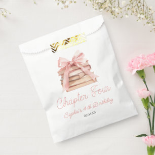 Bolsa De Papel Capítulo Cuatro Libros de lazo rosa Fiesta de cump