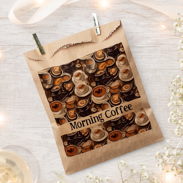 Bolsa De Papel Cappuccino Café Patrón de Pintura al Óleo Personal (Cortado)