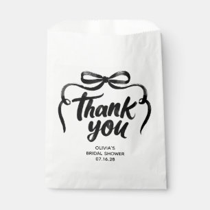 Bolsa De Papel Caprichoso lazo negro a mano agradecimiento nupcia