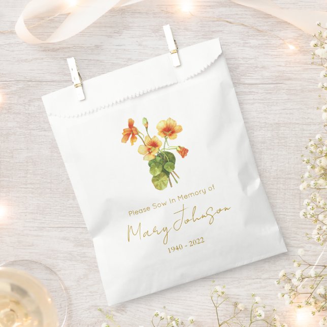 Bolsa De Papel Capuchina | Simple Paquete de Semillas Funeral  (Cortado)