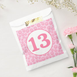 Bolsa De Papel Cara de sonrisa rosa preppy