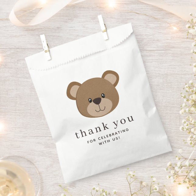 Bolsa De Papel Cara del oso pequeño | 1 Cumpleaños Gracias (Cortado)