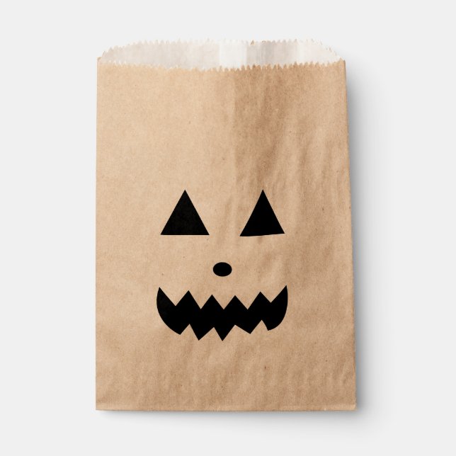 Bolsa De Papel Cara divertida de calabaza de Halloween (Anverso)