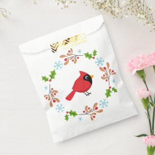 Bolsa De Papel Cardenal rojo Personalizado con flores