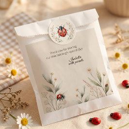 Bolsa De Papel Cariñosa Mariquita Cumpleaños Botánico Primero