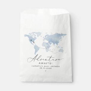 Bolsa De Papel CARMEN Dusty Blue Map Adventure Baby Shower