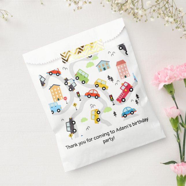 Bolsa De Papel Cars Trucks Road Map Birthday Party (Sellado)