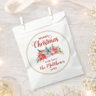 Bolsa De Papel Casa de campo Poinsettia Rustic Merry Christmas