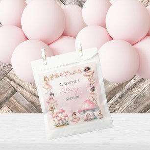 Bolsa De Papel Casa de Hongo Hada Cumpleaños Rosa