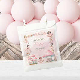 Bolsa De Papel Casa del hongo rosa cumpleaños hada primero