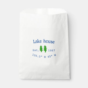 Bolsa De Papel Casa del lago. Fecha año personalizado coordenadas