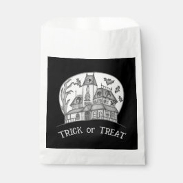 Bolsa De Papel Casa embrujada y murciélagos de Halloween 