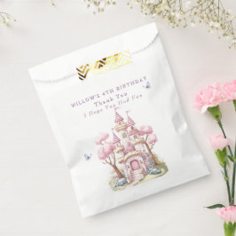Bolsa De Papel Castillo Princesa Rosa Árboles Mariposas
